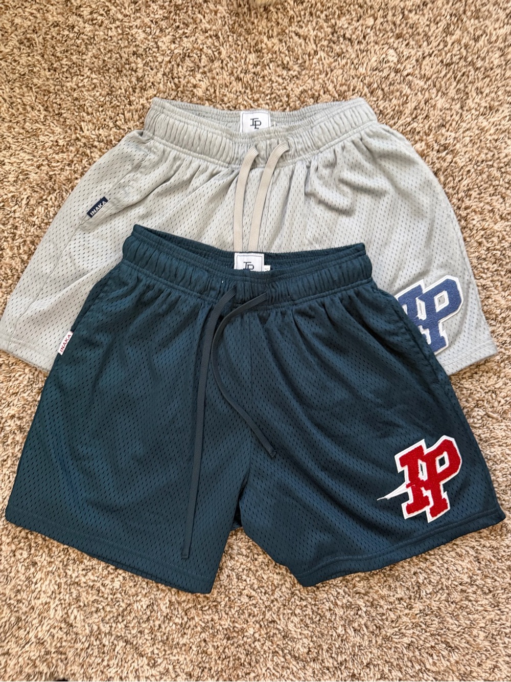 Inaka Power Women’s Athletic Mesh Shorts in Dark Teal and Light Gray Bundle